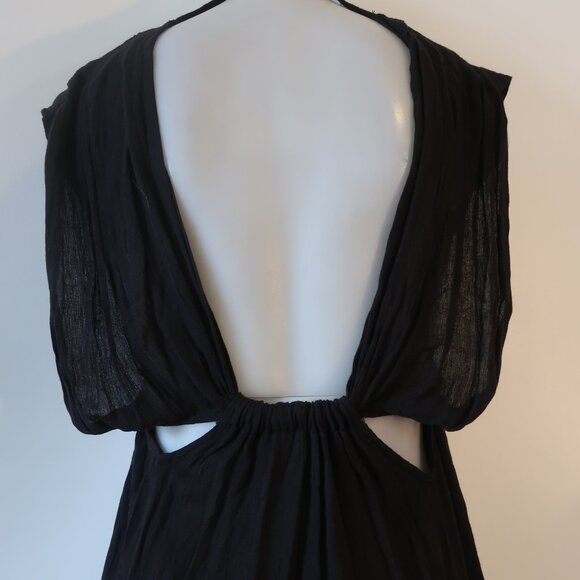 Women ASTR The Label Octavia Black Deep Plunge Cut-Out Long Gauzy Maxi Dress S​ - Picture 11 of 16
